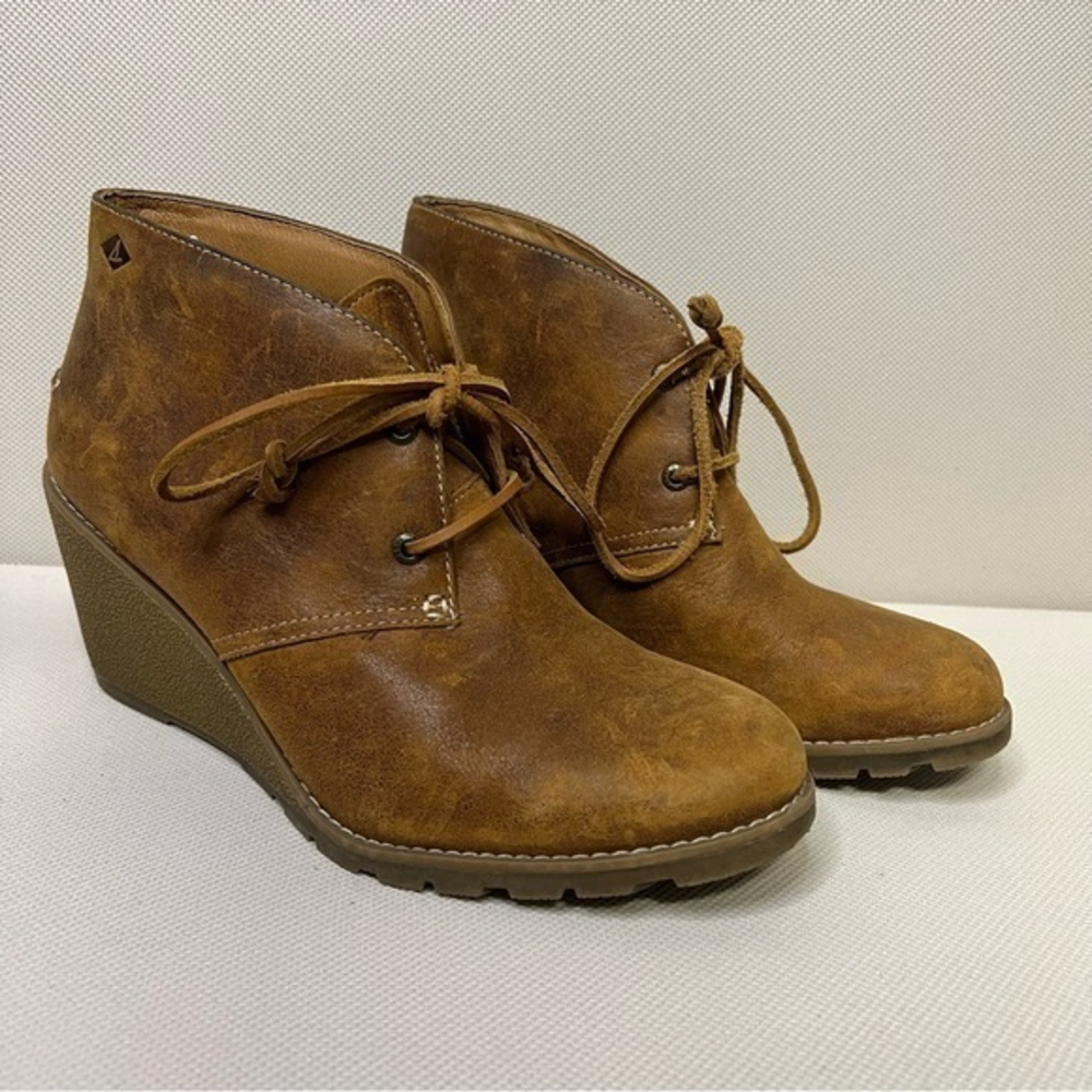 Sperry Harlow, Brushed Leather, Wedge Heel in Brown -9‎
